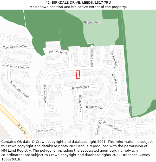 42, BIRKDALE DRIVE, LEEDS, LS17 7RU: Location map and indicative extent of plot