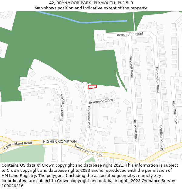 42, BRYNMOOR PARK, PLYMOUTH, PL3 5LB: Location map and indicative extent of plot