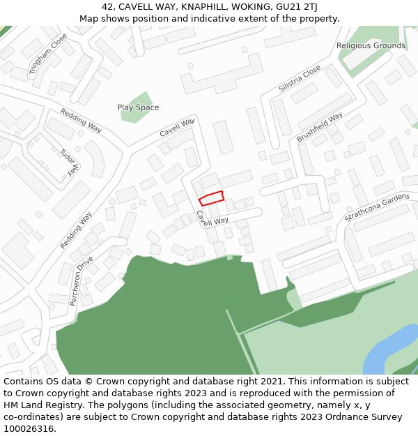 42, CAVELL WAY, KNAPHILL, WOKING, GU21 2TJ: Location map and indicative extent of plot