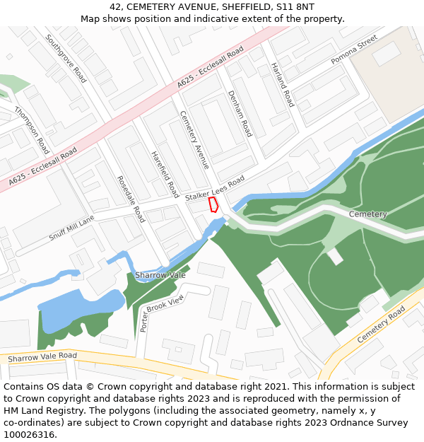 42, CEMETERY AVENUE, SHEFFIELD, S11 8NT: Location map and indicative extent of plot