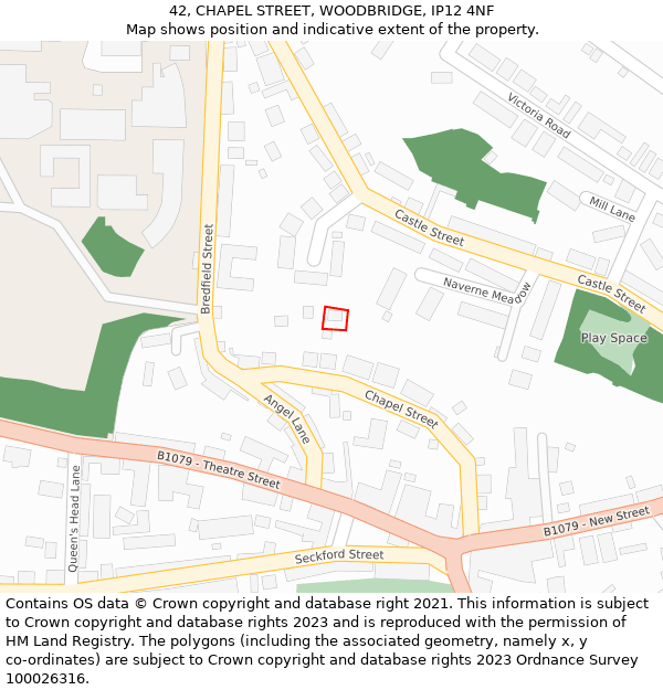 42, CHAPEL STREET, WOODBRIDGE, IP12 4NF: Location map and indicative extent of plot