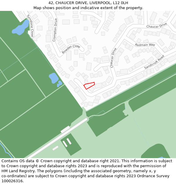 42, CHAUCER DRIVE, LIVERPOOL, L12 0LH: Location map and indicative extent of plot