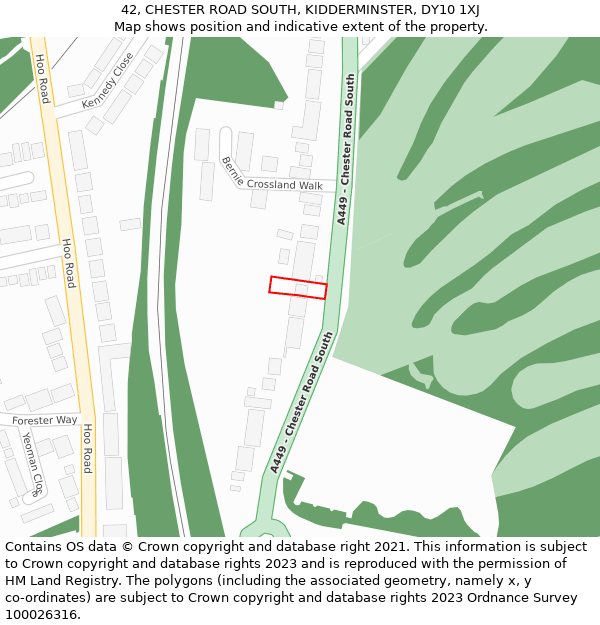 42, CHESTER ROAD SOUTH, KIDDERMINSTER, DY10 1XJ: Location map and indicative extent of plot