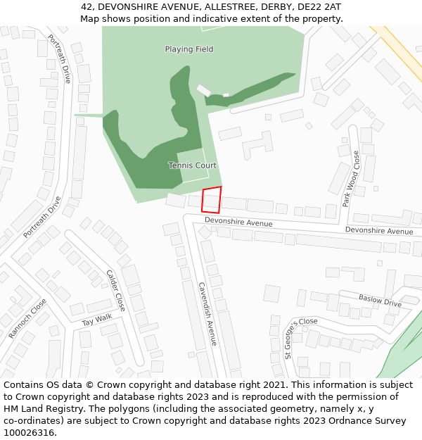 42, DEVONSHIRE AVENUE, ALLESTREE, DERBY, DE22 2AT: Location map and indicative extent of plot
