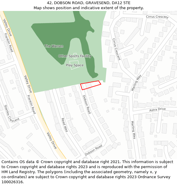 42, DOBSON ROAD, GRAVESEND, DA12 5TE: Location map and indicative extent of plot