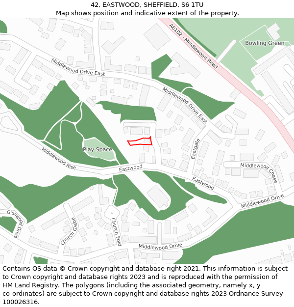 42, EASTWOOD, SHEFFIELD, S6 1TU: Location map and indicative extent of plot