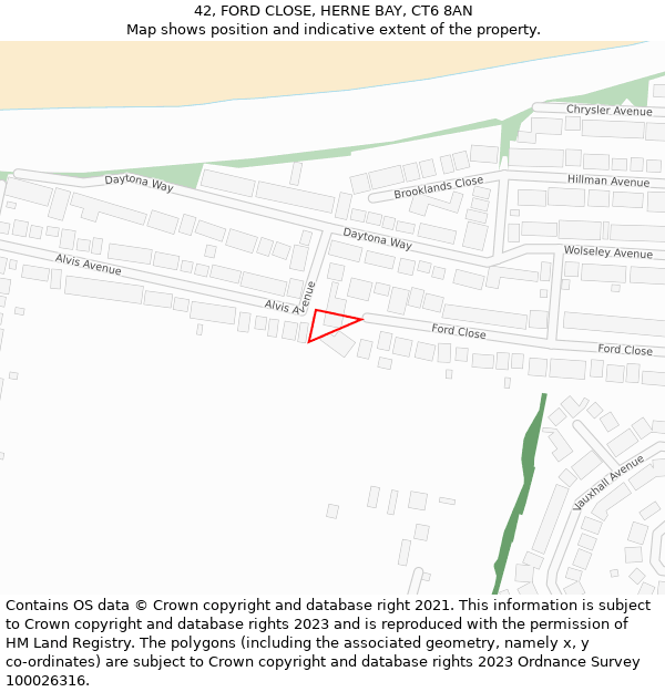 42, FORD CLOSE, HERNE BAY, CT6 8AN: Location map and indicative extent of plot