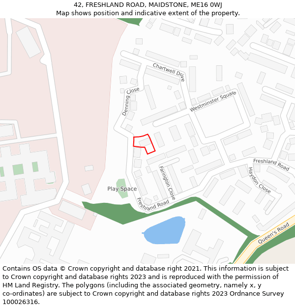 42, FRESHLAND ROAD, MAIDSTONE, ME16 0WJ: Location map and indicative extent of plot