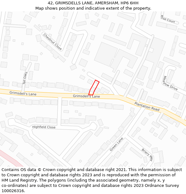 42, GRIMSDELLS LANE, AMERSHAM, HP6 6HH: Location map and indicative extent of plot