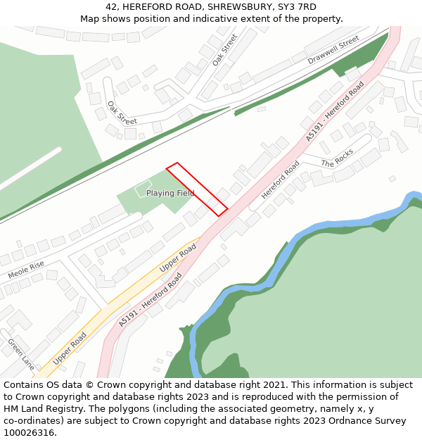 42, HEREFORD ROAD, SHREWSBURY, SY3 7RD: Location map and indicative extent of plot