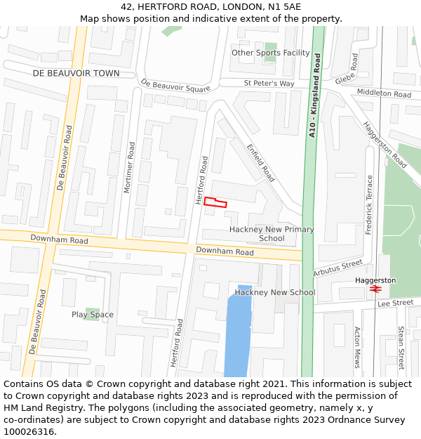 42, HERTFORD ROAD, LONDON, N1 5AE: Location map and indicative extent of plot