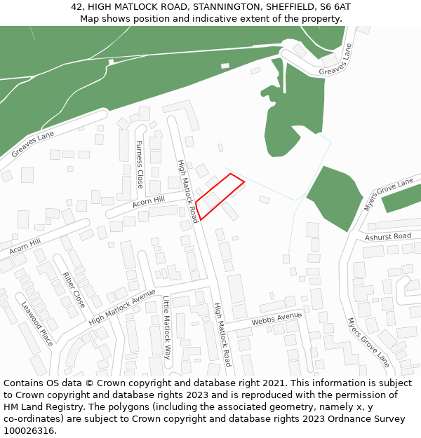 42, HIGH MATLOCK ROAD, STANNINGTON, SHEFFIELD, S6 6AT: Location map and indicative extent of plot