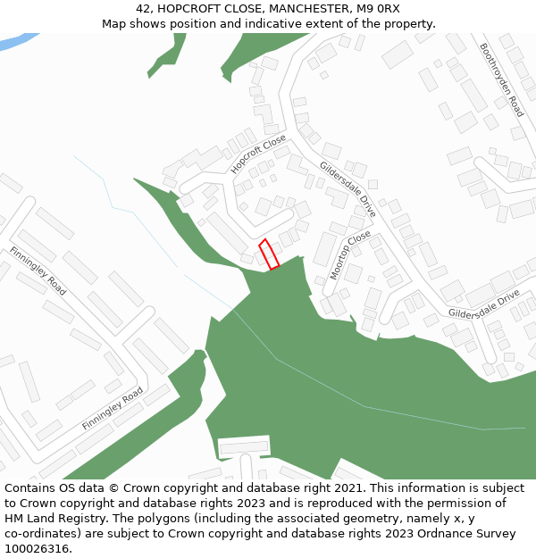 42, HOPCROFT CLOSE, MANCHESTER, M9 0RX: Location map and indicative extent of plot