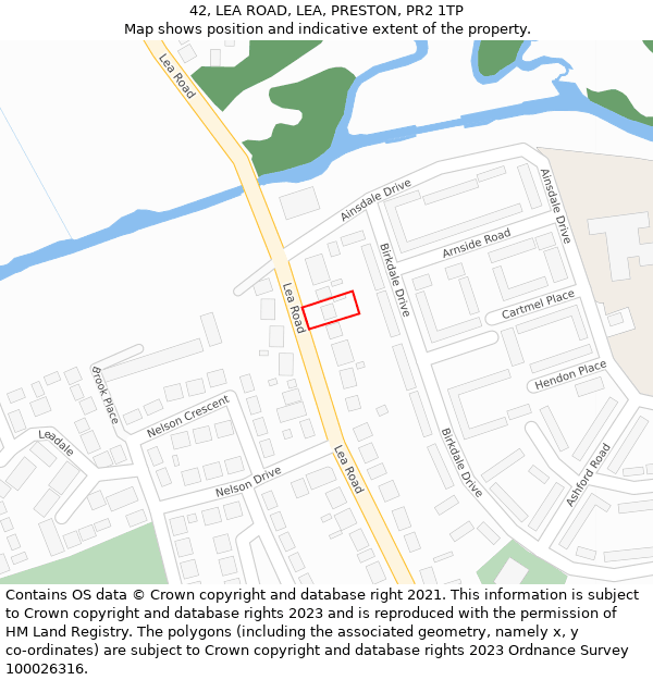 42, LEA ROAD, LEA, PRESTON, PR2 1TP: Location map and indicative extent of plot