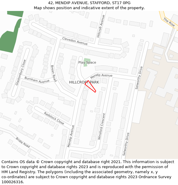 42, MENDIP AVENUE, STAFFORD, ST17 0PG: Location map and indicative extent of plot