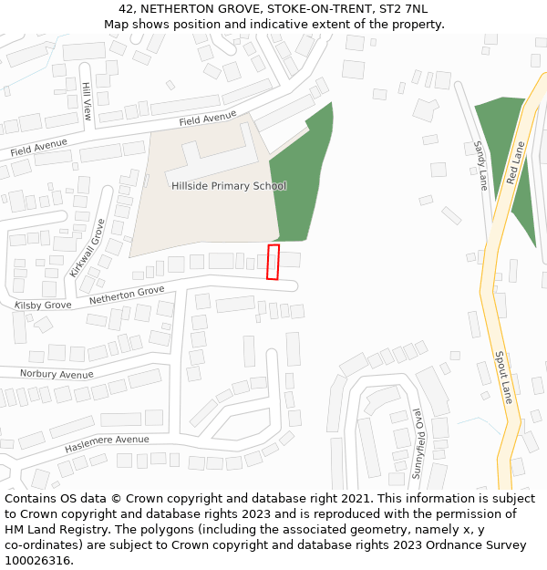 42, NETHERTON GROVE, STOKE-ON-TRENT, ST2 7NL: Location map and indicative extent of plot