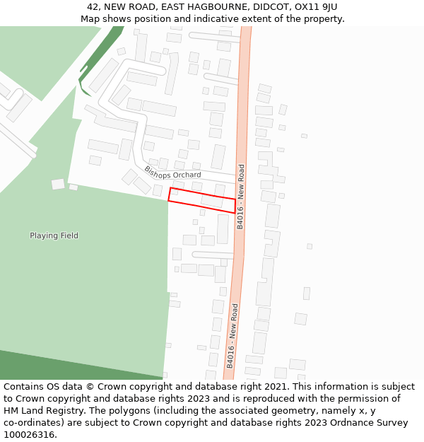 42, NEW ROAD, EAST HAGBOURNE, DIDCOT, OX11 9JU: Location map and indicative extent of plot