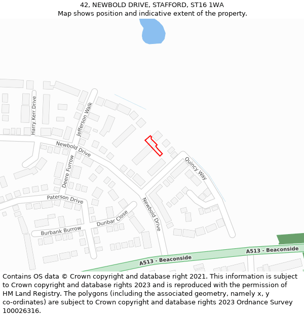 42, NEWBOLD DRIVE, STAFFORD, ST16 1WA: Location map and indicative extent of plot