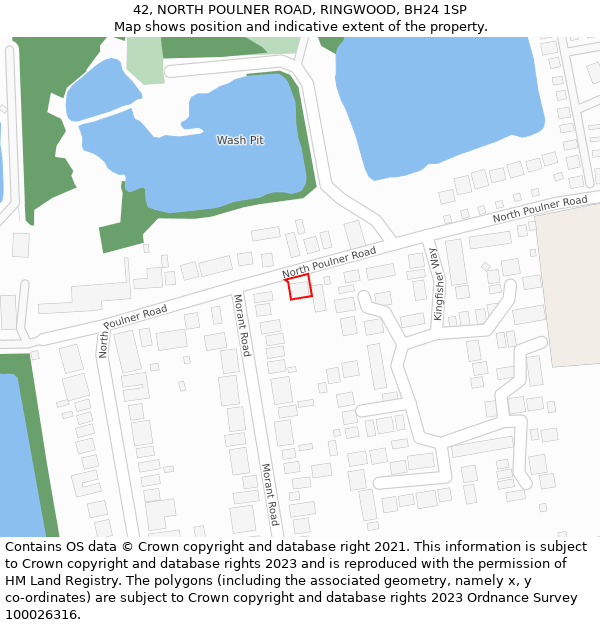 42, NORTH POULNER ROAD, RINGWOOD, BH24 1SP: Location map and indicative extent of plot