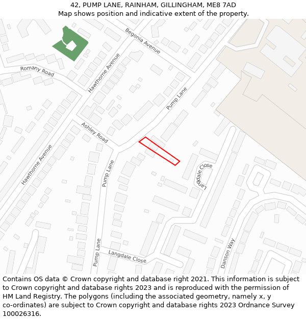 42, PUMP LANE, RAINHAM, GILLINGHAM, ME8 7AD: Location map and indicative extent of plot