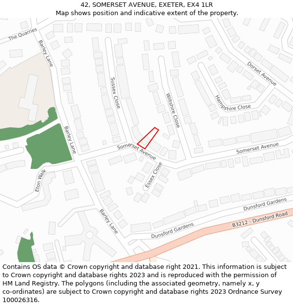 42, SOMERSET AVENUE, EXETER, EX4 1LR: Location map and indicative extent of plot