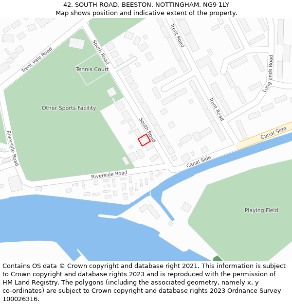 42, SOUTH ROAD, BEESTON, NOTTINGHAM, NG9 1LY: Location map and indicative extent of plot