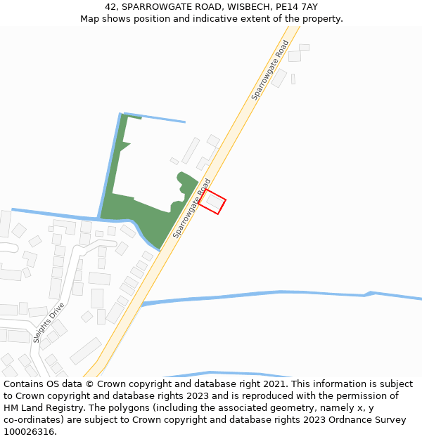 42, SPARROWGATE ROAD, WISBECH, PE14 7AY: Location map and indicative extent of plot