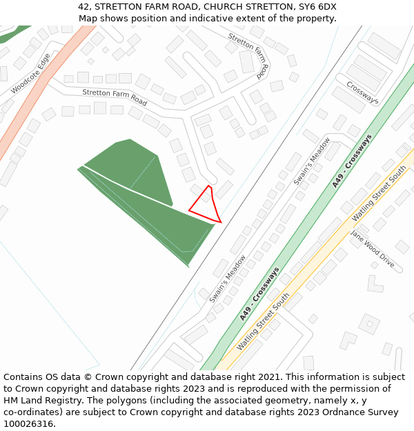 42, STRETTON FARM ROAD, CHURCH STRETTON, SY6 6DX: Location map and indicative extent of plot