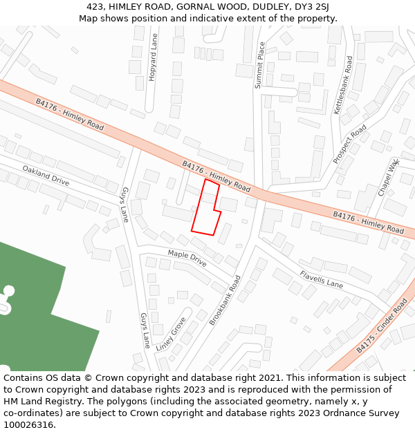 423, HIMLEY ROAD, GORNAL WOOD, DUDLEY, DY3 2SJ: Location map and indicative extent of plot