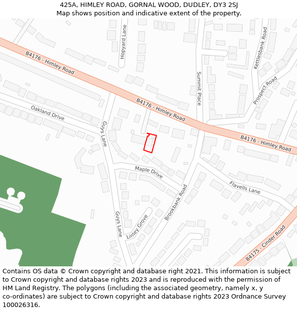 425A, HIMLEY ROAD, GORNAL WOOD, DUDLEY, DY3 2SJ: Location map and indicative extent of plot