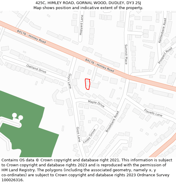 425C, HIMLEY ROAD, GORNAL WOOD, DUDLEY, DY3 2SJ: Location map and indicative extent of plot