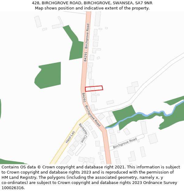 428, BIRCHGROVE ROAD, BIRCHGROVE, SWANSEA, SA7 9NR: Location map and indicative extent of plot