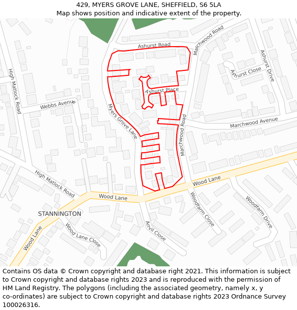 429, MYERS GROVE LANE, SHEFFIELD, S6 5LA: Location map and indicative extent of plot