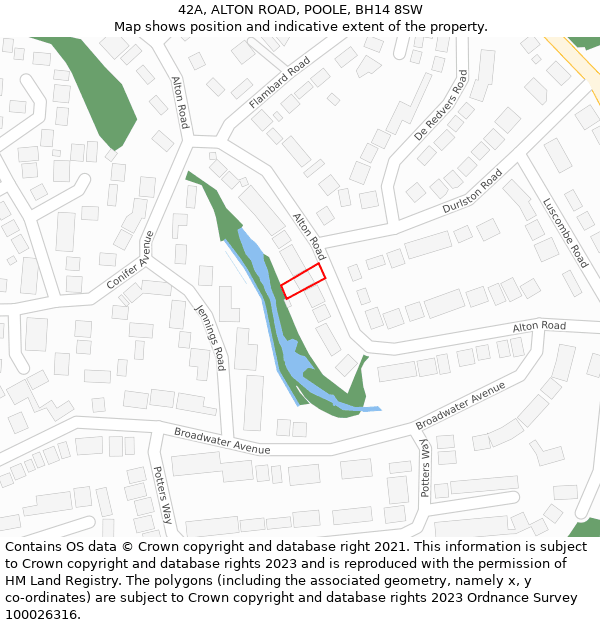 42A, ALTON ROAD, POOLE, BH14 8SW: Location map and indicative extent of plot