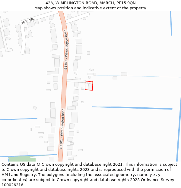 42A, WIMBLINGTON ROAD, MARCH, PE15 9QN: Location map and indicative extent of plot