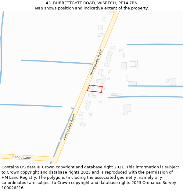 43, BURRETTGATE ROAD, WISBECH, PE14 7BN: Location map and indicative extent of plot