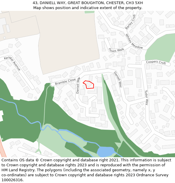 43, DANIELL WAY, GREAT BOUGHTON, CHESTER, CH3 5XH: Location map and indicative extent of plot