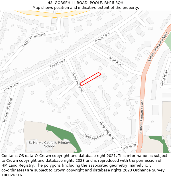 43, GORSEHILL ROAD, POOLE, BH15 3QH: Location map and indicative extent of plot
