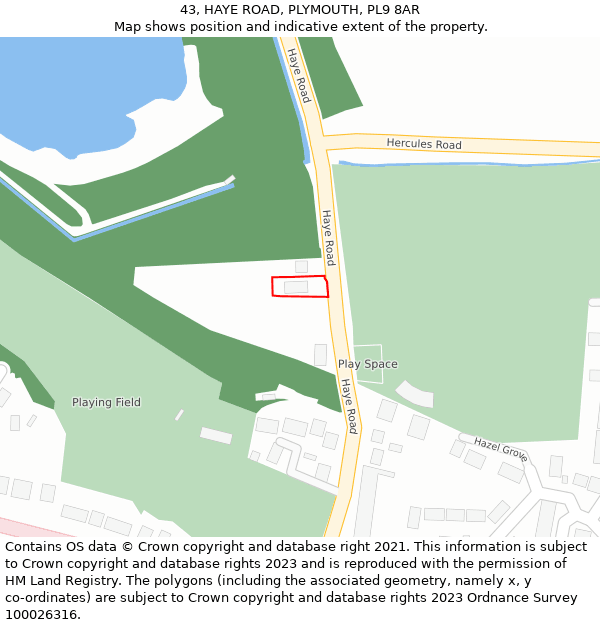 43, HAYE ROAD, PLYMOUTH, PL9 8AR: Location map and indicative extent of plot