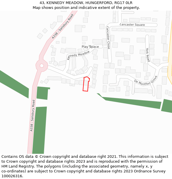 43, KENNEDY MEADOW, HUNGERFORD, RG17 0LR: Location map and indicative extent of plot