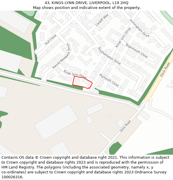 43, KINGS LYNN DRIVE, LIVERPOOL, L19 2HQ: Location map and indicative extent of plot