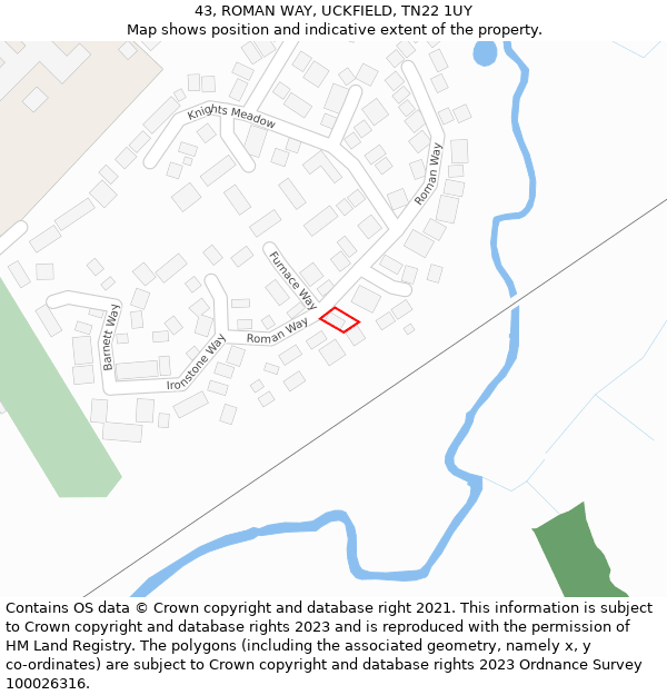 43, ROMAN WAY, UCKFIELD, TN22 1UY: Location map and indicative extent of plot