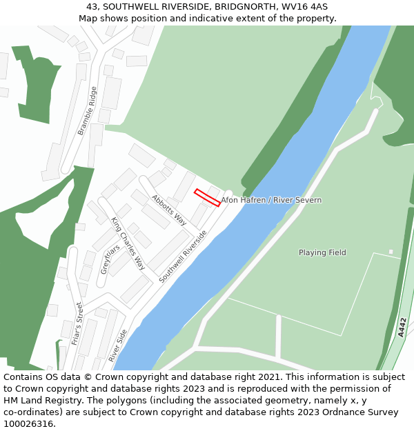 43, SOUTHWELL RIVERSIDE, BRIDGNORTH, WV16 4AS: Location map and indicative extent of plot