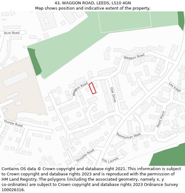 43, WAGGON ROAD, LEEDS, LS10 4GN: Location map and indicative extent of plot