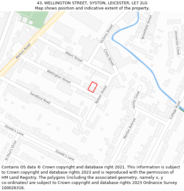 43, WELLINGTON STREET, SYSTON, LEICESTER, LE7 2LG: Location map and indicative extent of plot
