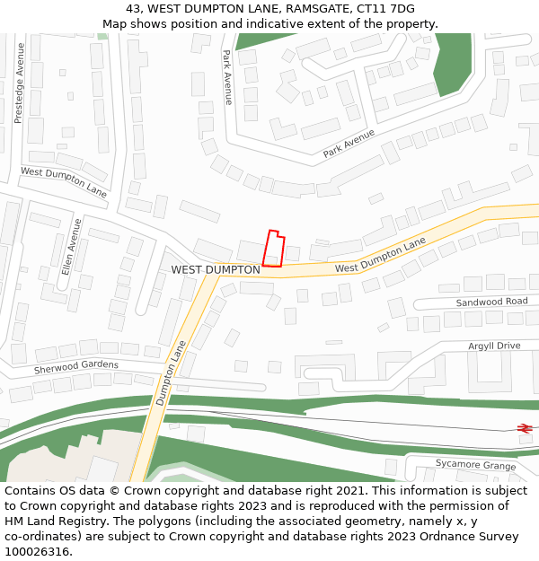 43, WEST DUMPTON LANE, RAMSGATE, CT11 7DG: Location map and indicative extent of plot