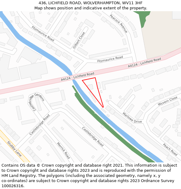 436, LICHFIELD ROAD, WOLVERHAMPTON, WV11 3HF: Location map and indicative extent of plot