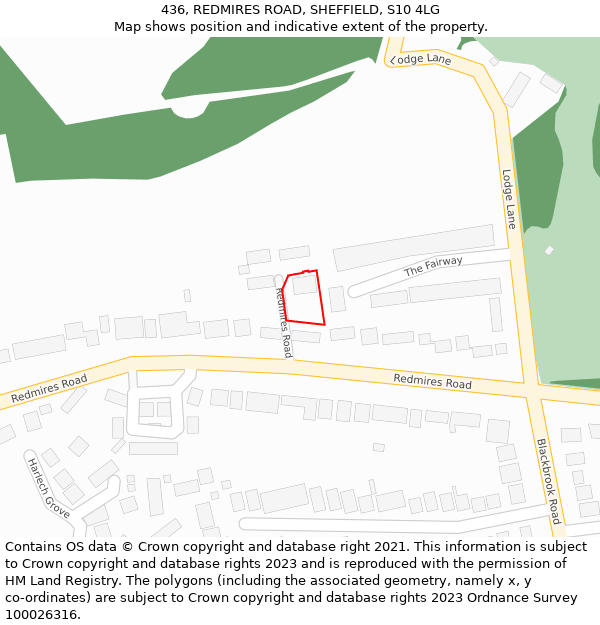 436, REDMIRES ROAD, SHEFFIELD, S10 4LG: Location map and indicative extent of plot