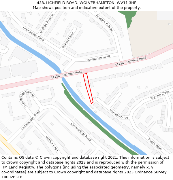 438, LICHFIELD ROAD, WOLVERHAMPTON, WV11 3HF: Location map and indicative extent of plot