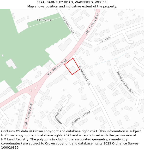439A, BARNSLEY ROAD, WAKEFIELD, WF2 6BJ: Location map and indicative extent of plot